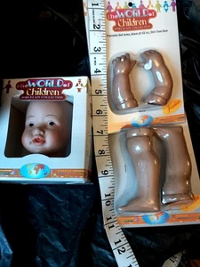 Mangelsen's The World of Children Porcelain Baby Doll Head,Arms & Legs Dark Skin - Picture 1 of 7