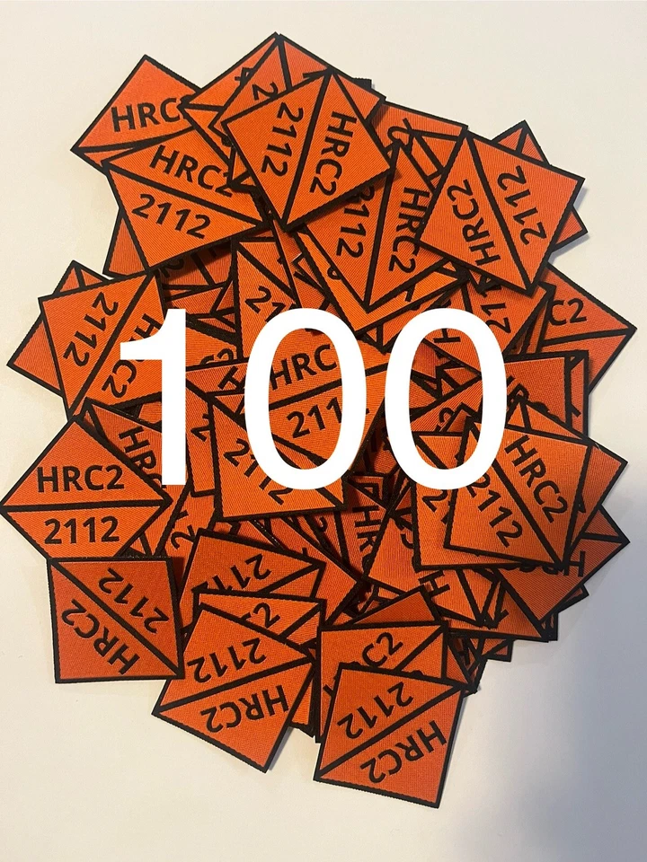 100 FR NFPA 2112 Iron On Patch / Tag Fire Retardant Pants Shirt Jacket - Image 1 of 1