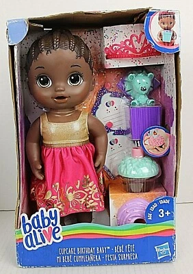 BABY ALIVE 14-inch African-American Doll Cupcake Birthday Baby Damaged Box NEW - Image 1 of 4