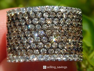 ANILLO BANDA ANCHA ORO BLANCO 14K EFFY 2.72 TCW DIAMANTE BLANCO Y CHOCOLATE 6/10 PULGADAS Foto 1 de 4