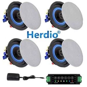 2Pairs Herdio 320W Bluetooth Stereo 2-Way Flush Mount in Ceiling/Wall Speakers - Picture 1 of 12