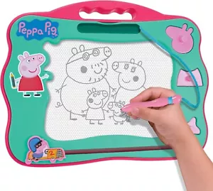 Peppa Pig Magnetic Scribbler Pad with Pen & 3 Stamps - Mint Green/Pink 23.5cm - Picture 1 of 4