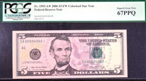 Fr. 1993-A* $5.00 2006 star Superb Gem New 67 PPQ PCGS Free Ship - Picture 1 of 2