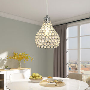 Crystal Pendant Light Modern Adjustable Chandelier for Kitchen Dining Room E26