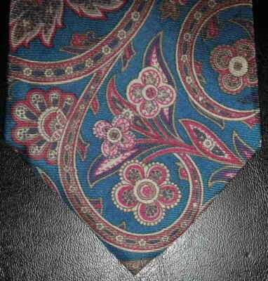 Hanover Square Tie Silk Teal Green Red Tan Paisley Floral Design NIB t4120 - Image 1 of 4