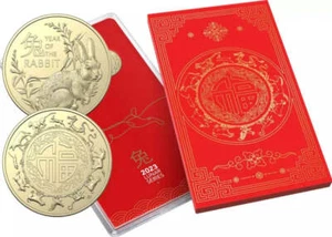 Par de monedas de $1 año lunar del conejo 2023 - Imagen 1 de 1