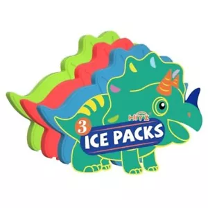 Kids Ice Packs,Ice Packs for Lunch Boxes, Slim & Reusable 3 pack Dinosaurs - Picture 1 of 8