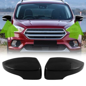 Gloss Black For Ford Kuga Escape Focus MK2 2013~2019 Side Wing Mirror Cover Cap - Picture 1 of 10