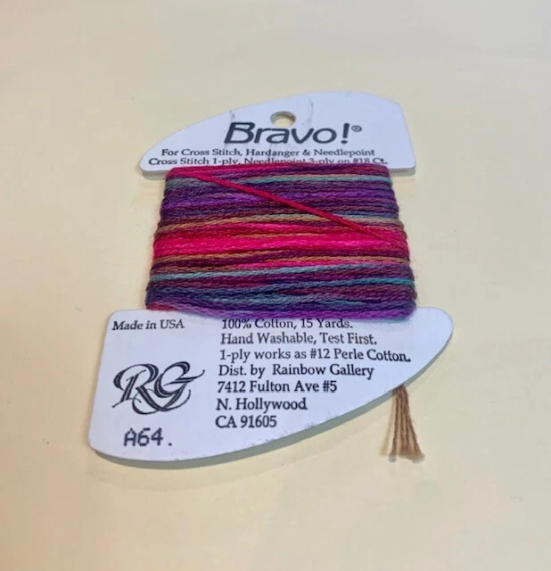 Rainbow Gallery Bravo #A64 Multi Needlepoint/Cross Stitch Thread Cotton 15 yds. - Image 1 of 1