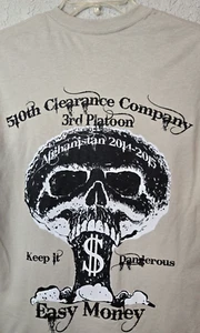 US Army 3rd Platoon T-Shirt 510th Clearance Company Easy Money Beige Size M - Picture 1 of 7