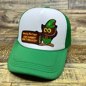 Woodsy Owl para hombre sombrero de camionero verde a presión años 70 anuncio antiguo no contamina - Imagen 1 de 8