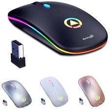 2-PACK Renewgoo GameOn Computer Mouse USB Rechargeable Wireless Gaming LED Color
