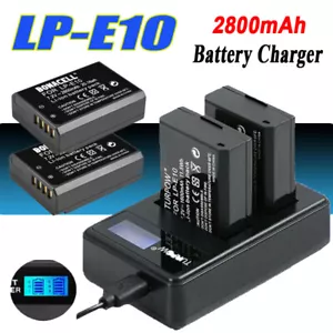 2x LP-E10 Battery and Dual Charger for Canon EOS 1200D 1300D 2000D Rebel T3 UK - Picture 1 of 11