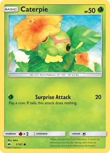 Caterpie Burning Shadows 1 Reverse Holo Pokemon Card NM - Picture 1 of 1