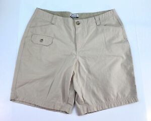 Columbia Women's Flat Front 100% Cotton Twill Pockets Tan Outdoor Shorts 14