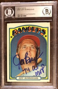 1972 Topps #191 Jeff Burroughs Rookie Card Beckett Authentic Autograph
