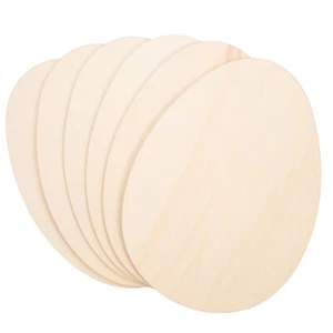 6PCS Creative Easter Wooden Cutouts Unfinished Egg Shaped Cutouts DIY Crafts - Picture 1 of 12