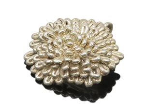 ISRAEL DESIGNER 925 Silver Vintage Shiny Sculpted Flower Pendant PT15177 - Picture 1 of 5