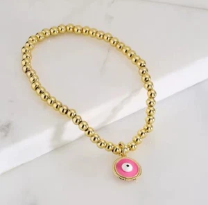 Pulsera de moda para mujer con cuentas de oro rosa bohemio mal de ojo 613 - Imagen 1 de 1