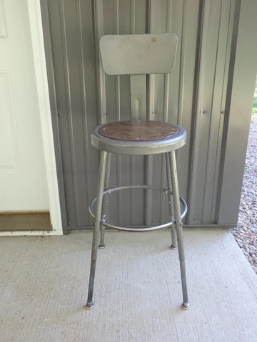 Vintage Metal Wood Seat Machinist's Draftsman Stool Chair Cover