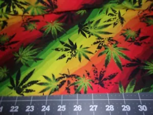 4 Wege Stretch Lycra 420 Marihuana Unkraut Topf Blatt Druck von 1/2 Yard - Bild 1 von 1
