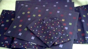 Pampered Chef Tiles 100% Cotton Runner 4 Placemat 2 Napkins Dark Lavender NEW - Picture 1 of 9