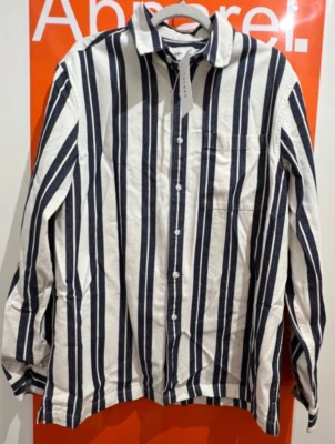 Topman Striped Overshirt, Navy Blue/White, Size Large, New With Tag,  /B33/11070 - Image 1 of 3