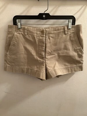 DKNY 90’s Vintage Distressed Cotton Canvas, Flat Front Khaki Chino Shorts, Sz L - Изображение 1 из 4