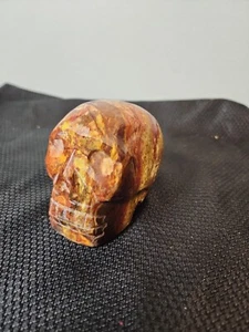 Crazy lace agate skull gemstone crystal carving 3" tall 4" long 632 g - Picture 1 of 8
