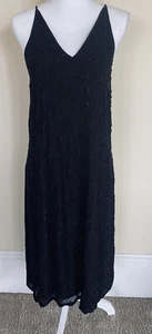 Rashmi Varma Black Silk Dress Beaded Spaghetti Straps M ? *See Measurements* - Picture 1 of 10