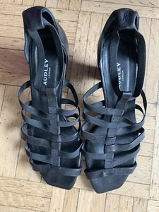 Sandalias de mujer Audley London T.40 negras exclusivas sandalias de tiras cuero NUEVO - Imagen 1 de 17