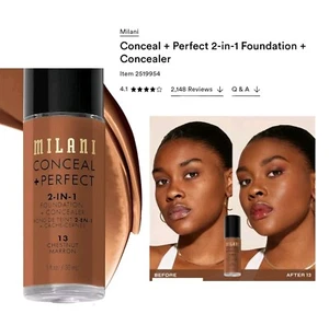 Milani Conceal+Perfect 2-in-1 Foundation, Warm Sand 08A, Foundation And Conceals - Picture 1 of 9