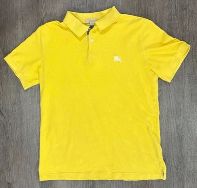 Camisa polo tejida de malla amarilla Burberry Brit para hombre cuello a cuadros Nova talla S logotipo Foto 1 de 4