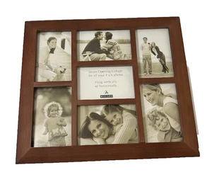 VTG Malden Cherry Wood Hanging Picture Frame Seven Opening Collage 4x6 photos - Picture 1 of 19