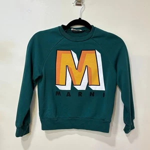 Marni Kids M Logo Sweatshirt Green 8us Designer Sweatshirt Unisex Kids - Picture 1 of 7