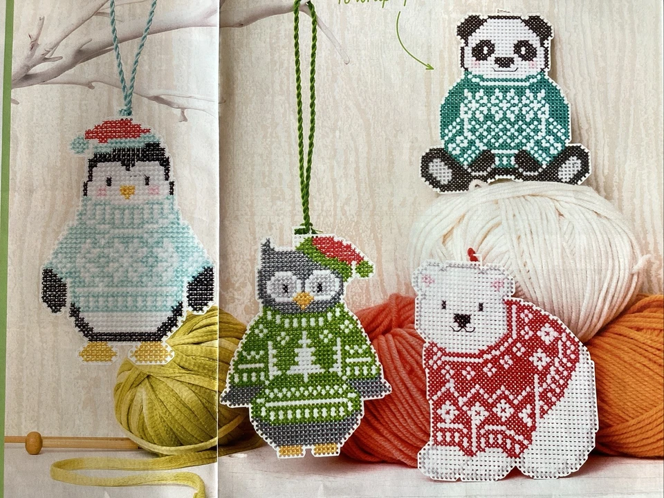 Tiny Modernist Festive Jumper Decorations Panda Christmas Cross Stitch Chart - Image 1 of 1