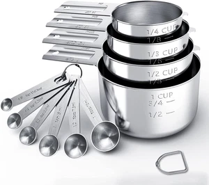 Juego de tazas y cucharas medidoras de acero inoxidable, tazas y cucharas, gadgets de cocina para - Imagen 1 de 15