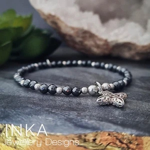 Bracciale stella ematite argento sterling 925 perline elastico impilabile di INKA - Foto 1 di 9