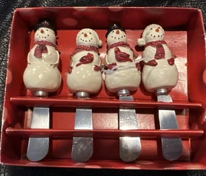 Cuchillos extensibles de cerámica H/P colección muñeco de nieve St. Nicholas Square Yuletide - Imagen 1 de 12