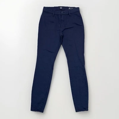 Pantalones chinos ajustados Gap para mujer talla 4 azul marino elásticos tiro medio bolsillos usados en excelente estado Foto 1 de 4