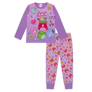 Squishmallows Girls Pyjamas – Long Sleeve Top & Cuffed Cotton Bottoms Pjs - Picture 1 of 7