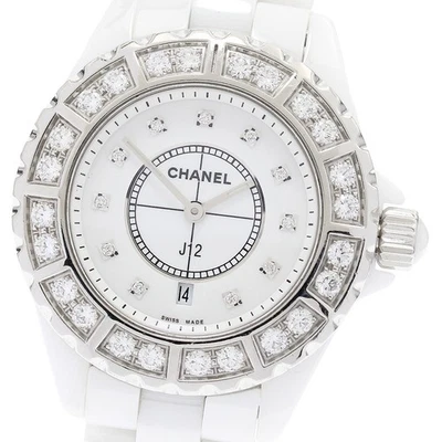 Reloj de cuarzo para dama Chanel J12 blanco cerámica bisel de diamantes H2429 fecha_912221 Foto 1 de 4