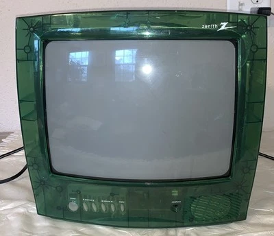 Zenith Clear Transparent Green 13" Color TV Prison Model Vintage Retro No Remote - Image 1 of 4