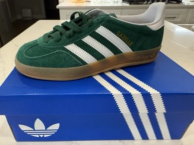 adidas Gazelle J Kids' Shoes Green/White Suede, Size 3.5 - Image 1 of 4