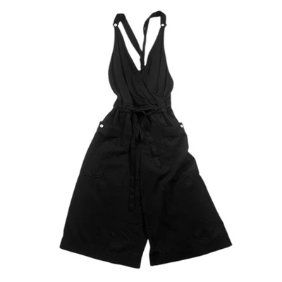 Elevenses Anthropologie Women's Jumpsuit Black Cropped Wide Leg Sable Romper 6 - Image 1 of 4