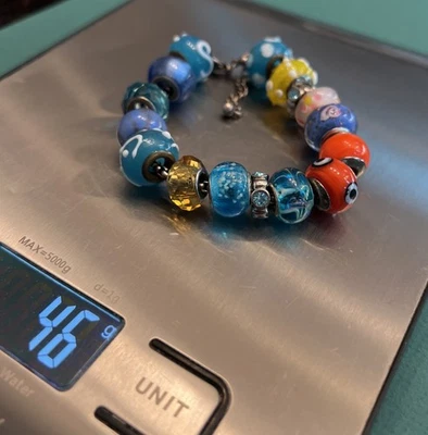 Pulsera estilo Trollbead posiblemente con cuentas de cristal de Murano Foto 1 de 4