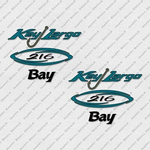KEY LARGO 216 BAY BOAT CENTER CONSOLE DECALS STICKERS 11" x 8.4" 2pcs. - Picture 1 of 3