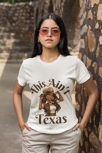 This Ain't Texas Cowgirl Black Women Western Country Girl T-Shirt - Picture 1 of 5