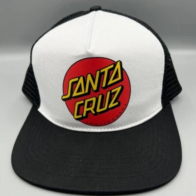 Santa Cruz Skateboards Trucker Hat Men White Black Snap Back Cap New - Image 1 of 4