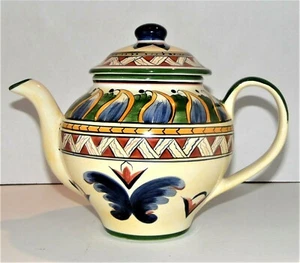 Deruta Tabletops Unlimited Blue Feather/ Leaves Teapot - Picture 1 of 6